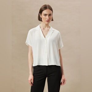OAK + FORT Classic Sheer White Button-up Shirt in Size Small/Medium Minimalist